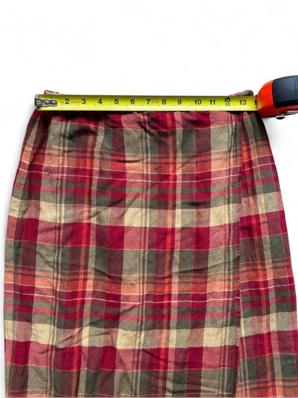 Vintage Geoffrey Beene Linen Plaid Wrap Maxi Skirt Dark Acadamia Size 6 Small - Picture 8 of 8
